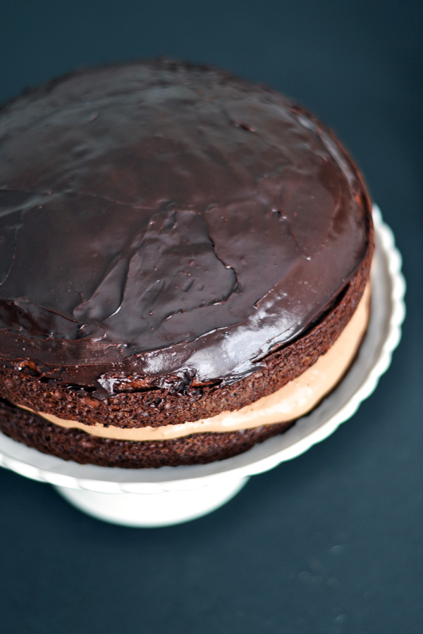 Upper Shot of Triple Chocolate Cake