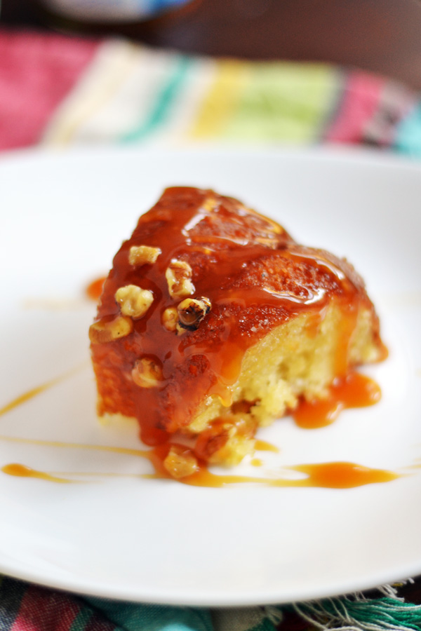 Single slice of Salted Caramel Butter Cake on Ambs Loves Food.