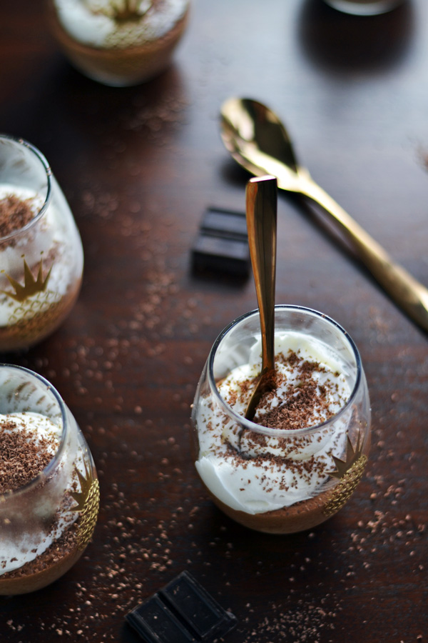 Chocolate Marshmallow Mousse with large spoons.